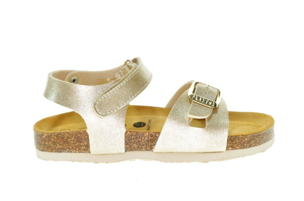 Gouden Meisjes Sandaal In Leder Plakton Met Velcro 1